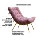 Kit 2 Poltronas Decorativas Sala de Estar Abel Base de Madeira Dourada Suede Rosa G41 - Gran Belo