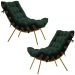 Kit 2 Poltronas Decorativas Sala de Estar Abel Base de Madeira Dourada Suede Verde G41 - Gran Belo
