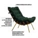 Kit 2 Poltronas Decorativas Sala de Estar Abel Base de Madeira Dourada Suede Verde G41 - Gran Belo