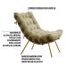Kit 2 Poltronas Decorativas Sala de Estar Abel Base de Madeira Dourada Veludo Bege G41 - Gran Belo