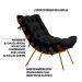 Kit 2 Poltronas Decorativas Sala de Estar Abel Base de Madeira Dourada Veludo Preto G41 - Gran Belo