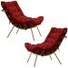 Kit 2 Poltronas Decorativas Sala de Estar Abel Base de Madeira Dourada Veludo Vermelho G41 - Gran Belo