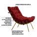 Kit 2 Poltronas Decorativas Sala de Estar Abel Base de Madeira Dourada Veludo Vermelho G41 - Gran Belo