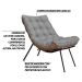 Kit 2 Poltronas Decorativas Sala de Estar Abel Base de Madeira Preto Linho Cinza G41 - Gran Belo