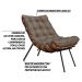 Kit 2 Poltronas Decorativas Sala de Estar Abel Base de Madeira Preto Linho Marrom G41 - Gran Belo