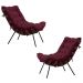 Kit 2 Poltronas Decorativas Sala de Estar Abel Base de Madeira Preto Suede Bordô G41 - Gran Belo
