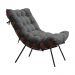 Kit 2 Poltronas Decorativas Sala de Estar Abel Base de Madeira Preto Suede Cinza G41 - Gran Belo