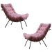 Kit 2 Poltronas Decorativas Sala de Estar Abel Base de Madeira Preto Suede Rosa G41 - Gran Belo