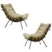 Kit 2 Poltronas Decorativas Sala de Estar Abel Base de Madeira Preto Veludo Bege G41 - Gran Belo