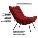 Kit 2 Poltronas Decorativas Sala de Estar Abel Base de Madeira Preto Veludo Vermelho G41 - Gran Belo