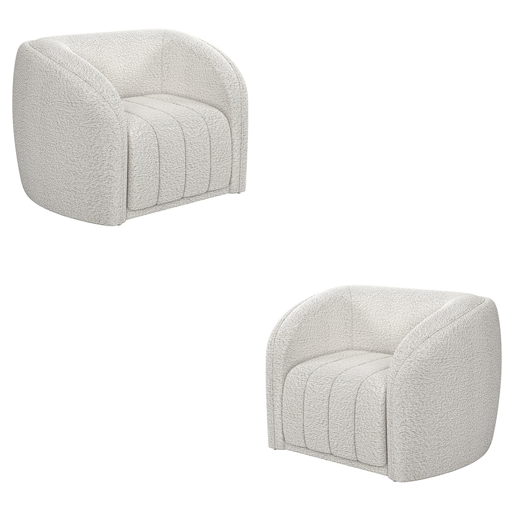 Kit 2 Poltronas Decorativas Sala de Estar Adam Boucle Branco G45 - Gran Belo