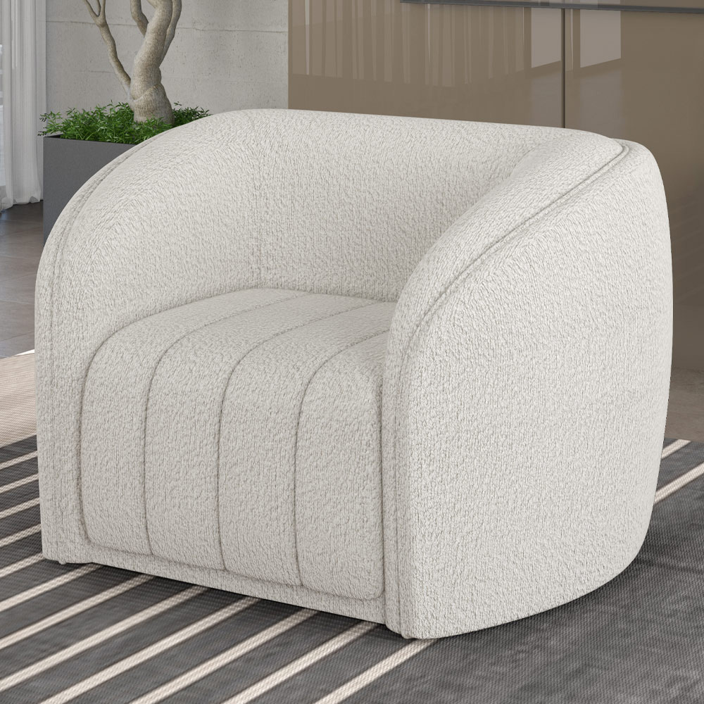 Kit 2 Poltronas Decorativas Sala de Estar Adam Boucle Branco G45 - Gran Belo