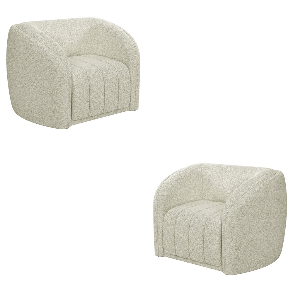 Kit 2 Poltronas Decorativas Sala de Estar Adam Boucle Off White G45 - Gran Belo
