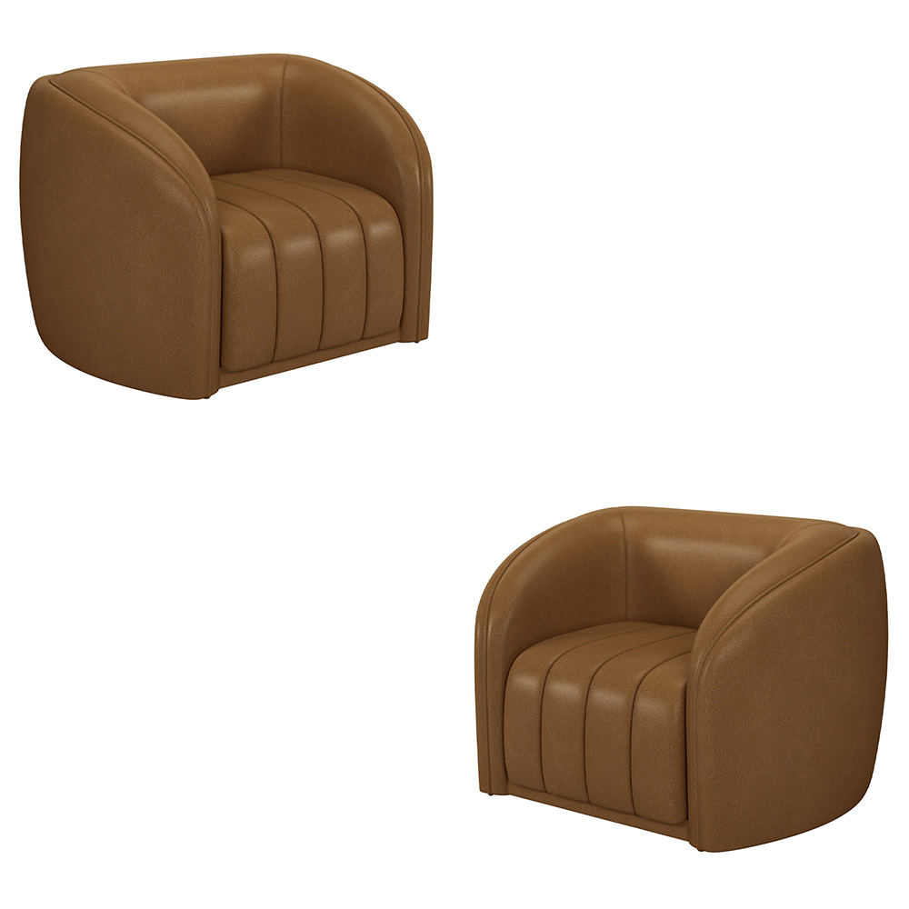 Kit 2 Poltronas Decorativas Sala de Estar Adam PU Caramelo G45 - Gran Belo