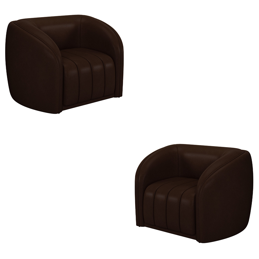 Kit 2 Poltronas Decorativas Sala de Estar Adam PU Marrom G45 - Gran Belo