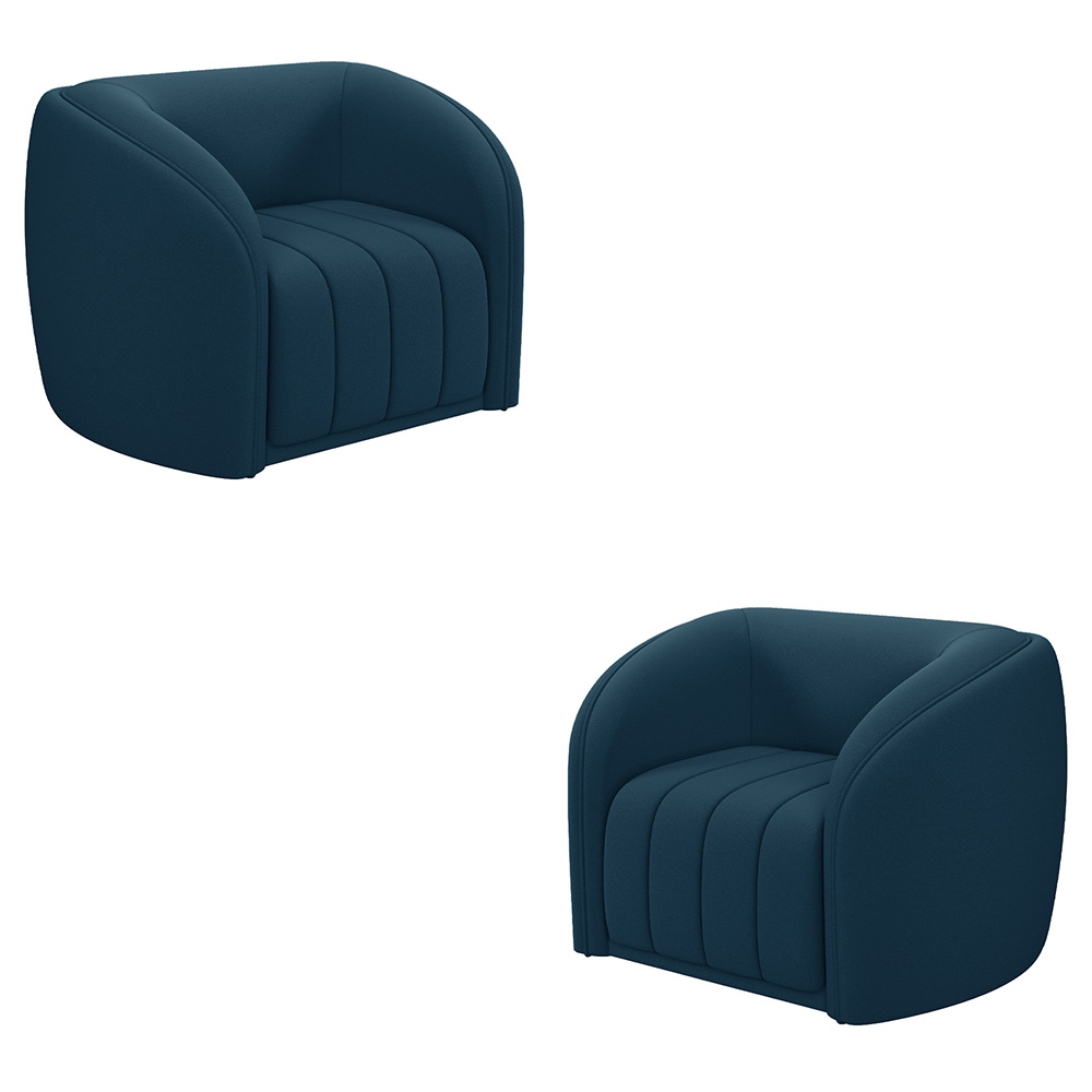 Kit 2 Poltronas Decorativas Sala de Estar Adam Veludo Azul Marinho G45 - Gran Belo