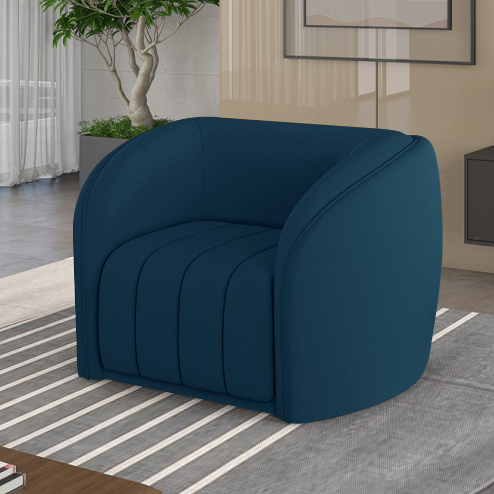 Kit 2 Poltronas Decorativas Sala de Estar Adam Veludo Azul Marinho G45 - Gran Belo