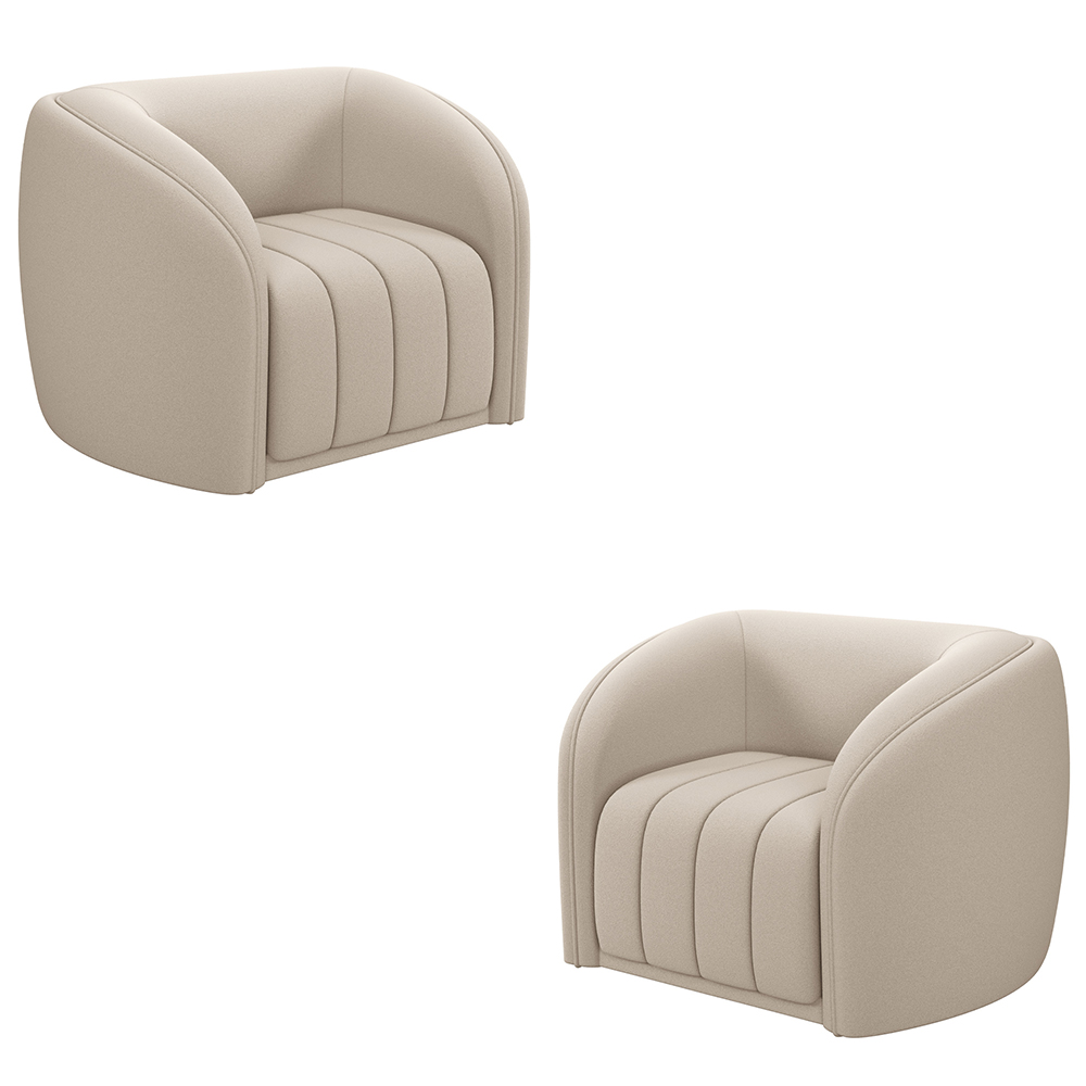 Kit 2 Poltronas Decorativas Sala de Estar Adam Veludo Bege G45 - Gran Belo