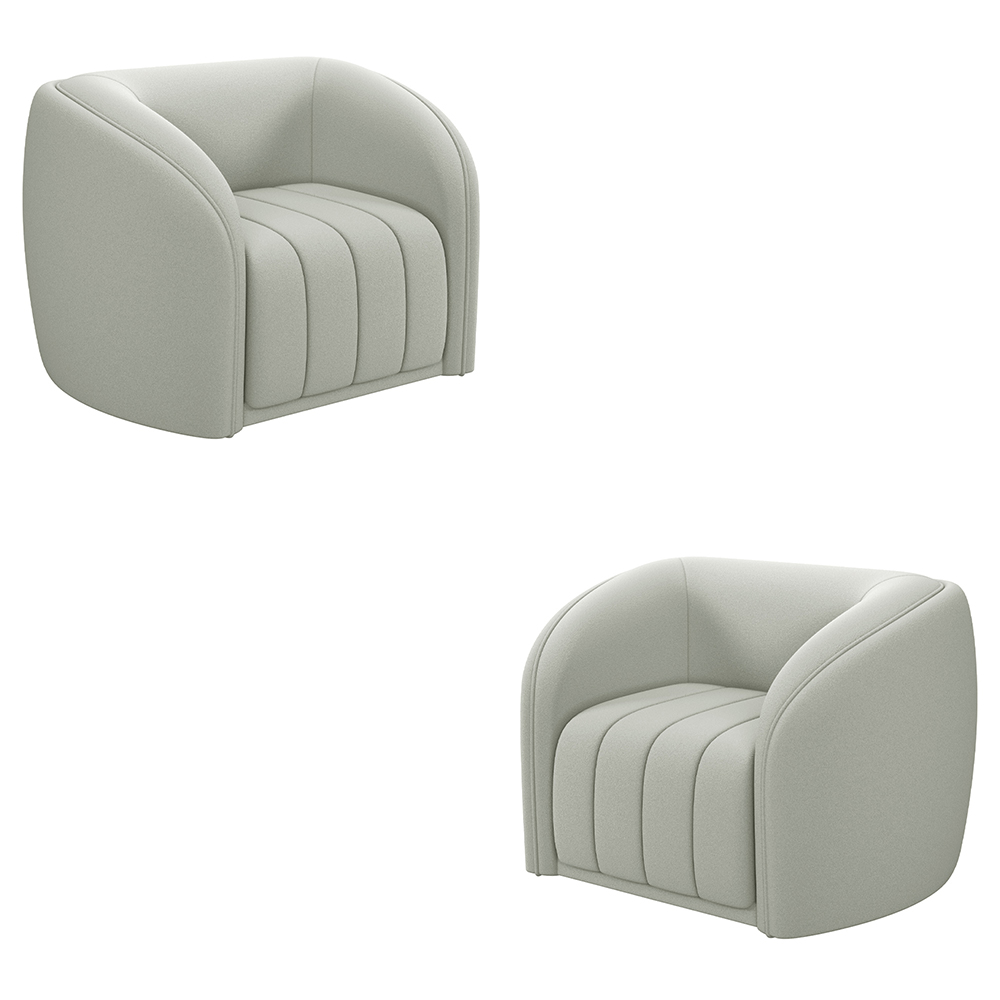 Kit 2 Poltronas Decorativas Sala de Estar Adam Veludo Cinza Claro G45 - Gran Belo