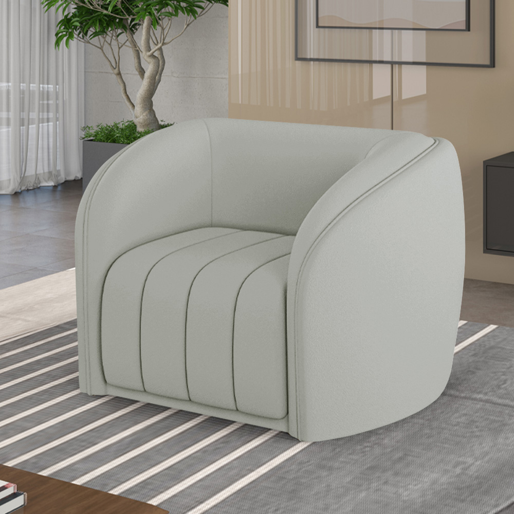 Kit 2 Poltronas Decorativas Sala de Estar Adam Veludo Cinza Claro G45 - Gran Belo