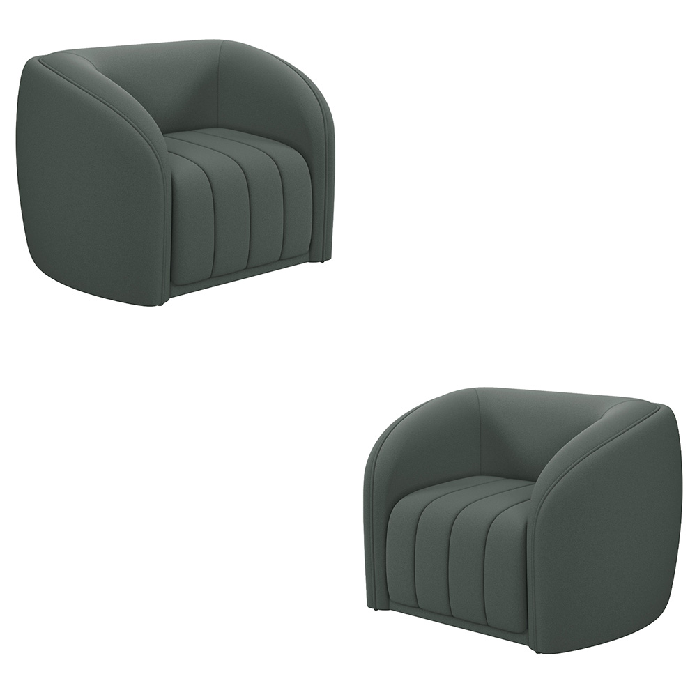 Kit 2 Poltronas Decorativas Sala de Estar Adam Veludo Cinza G45 - Gran Belo