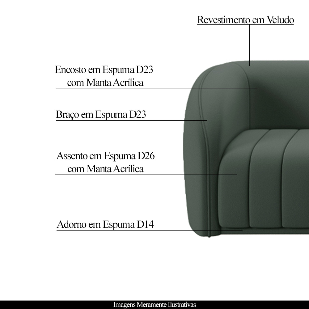 Kit 2 Poltronas Decorativas Sala de Estar Adam Veludo Cinza G45 - Gran Belo
