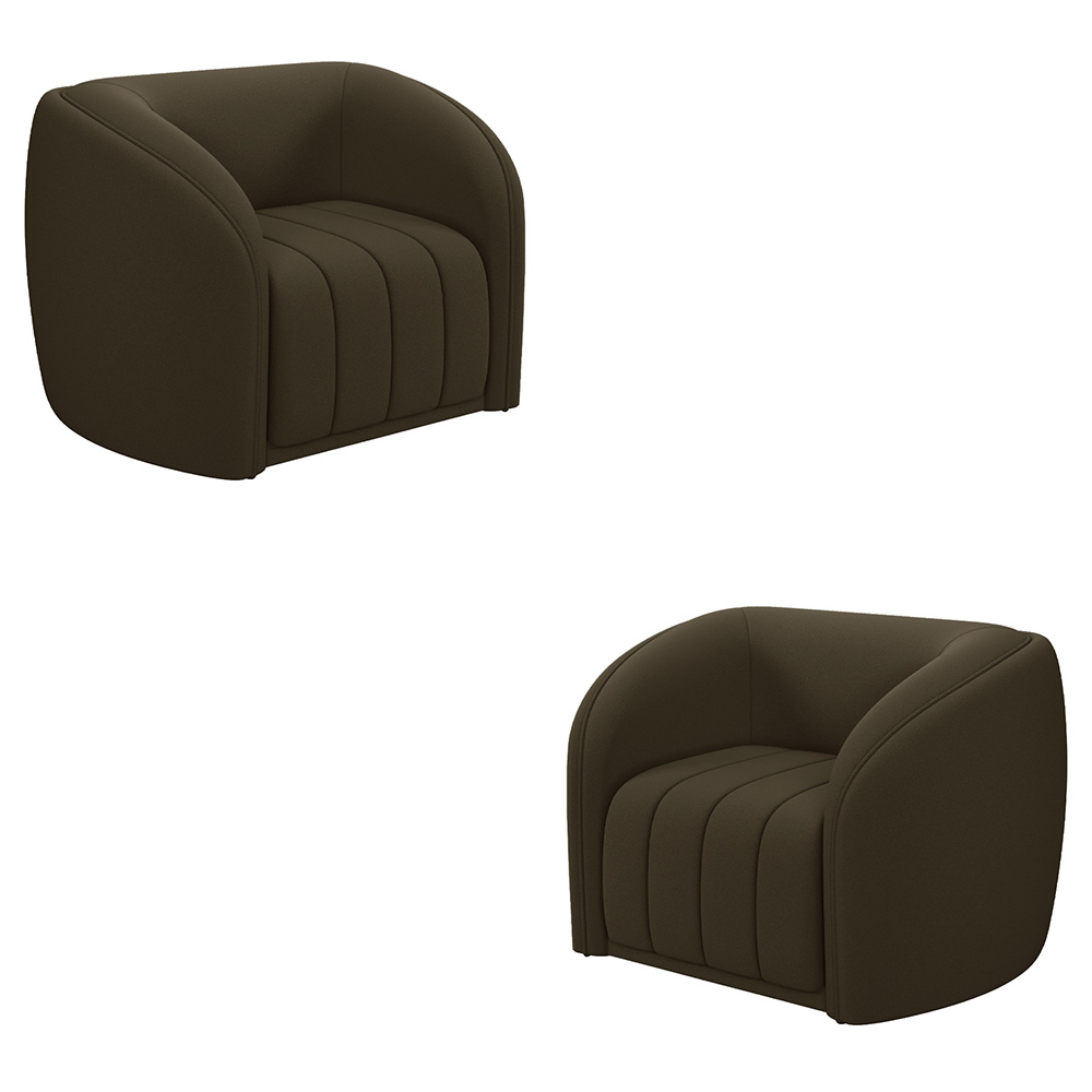 Kit 2 Poltronas Decorativas Sala de Estar Adam Veludo Marrom G45 - Gran Belo