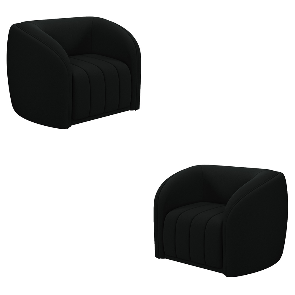 Kit 2 Poltronas Decorativas Sala de Estar Adam Veludo Preto G45 - Gran Belo