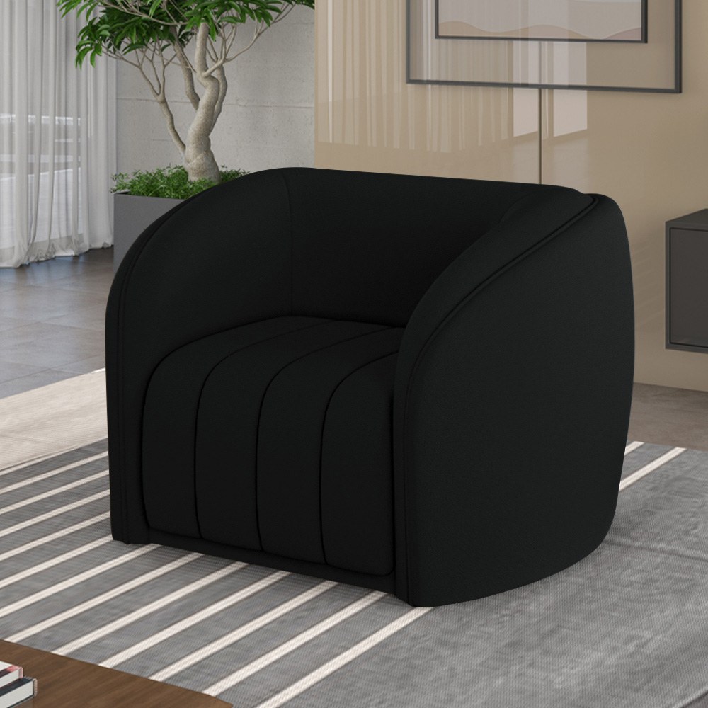 Kit 2 Poltronas Decorativas Sala de Estar Adam Veludo Preto G45 - Gran Belo