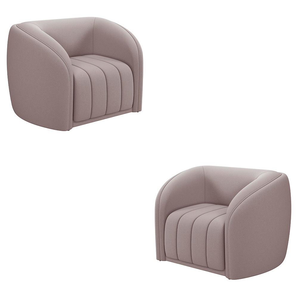 Kit 2 Poltronas Decorativas Sala de Estar Adam Veludo Rosê G45 - Gran Belo