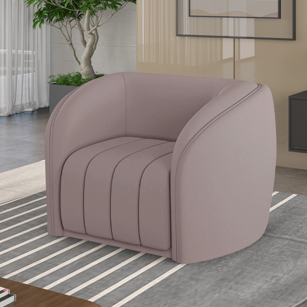 Kit 2 Poltronas Decorativas Sala de Estar Adam Veludo Rosê G45 - Gran Belo