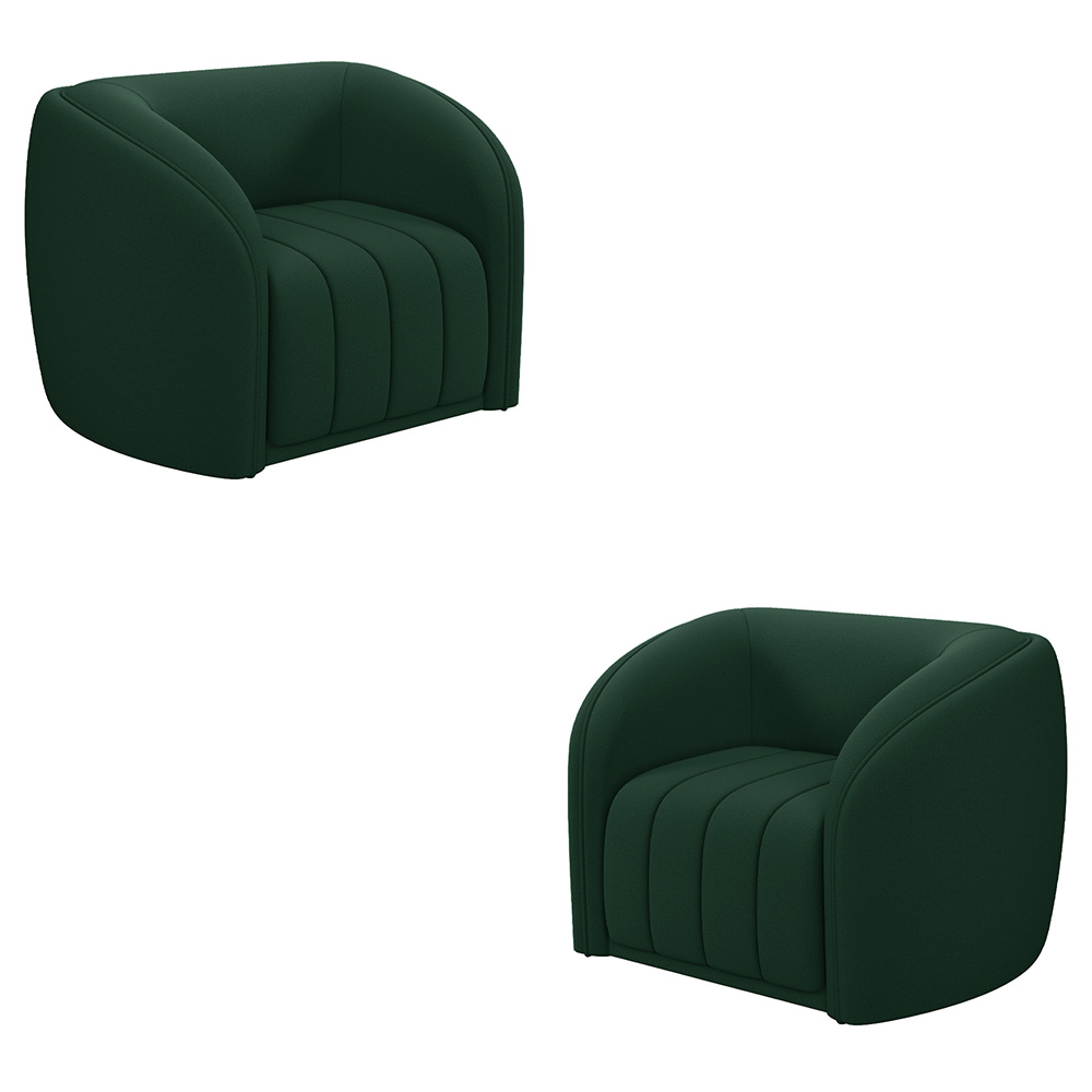 Kit 2 Poltronas Decorativas Sala de Estar Adam Veludo Verde G45 - Gran Belo