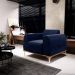 Kit 2 Poltronas Decorativas Sala de Estar Base de Madeira Euro Veludo Azul Marinho G15 - Gran Belo