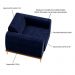 Kit 2 Poltronas Decorativas Sala de Estar Base de Madeira Euro Veludo Azul Marinho G15 - Gran Belo