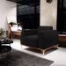 Kit 2 Poltronas Decorativas Sala de Estar Base de Madeira Euro Veludo Preto G15 - Gran Belo