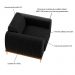 Kit 2 Poltronas Decorativas Sala de Estar Base de Madeira Euro Veludo Preto G15 - Gran Belo