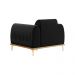 Kit 2 Poltronas Decorativas Sala de Estar Base de Madeira Euro Veludo Preto G15 - Gran Belo