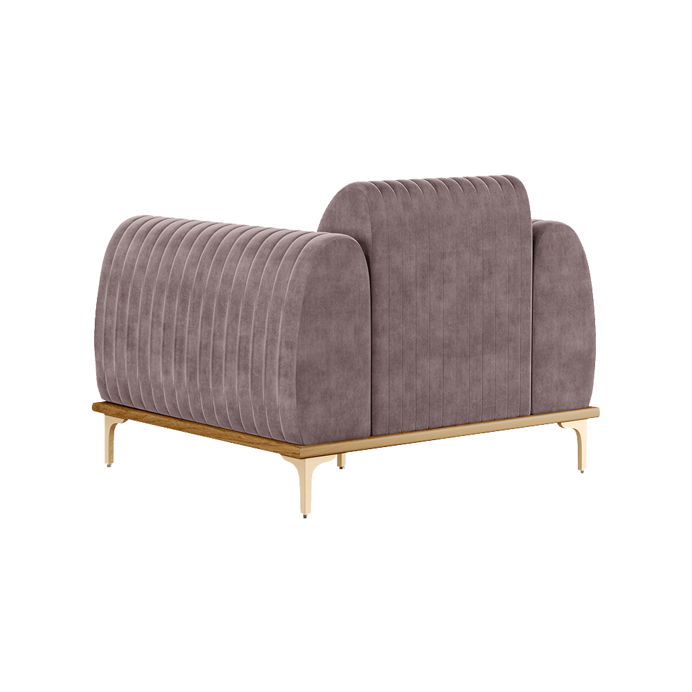 Kit 2 Poltronas Decorativas Sala de Estar Base de Madeira Euro Veludo Rosê G15 - Gran Belo