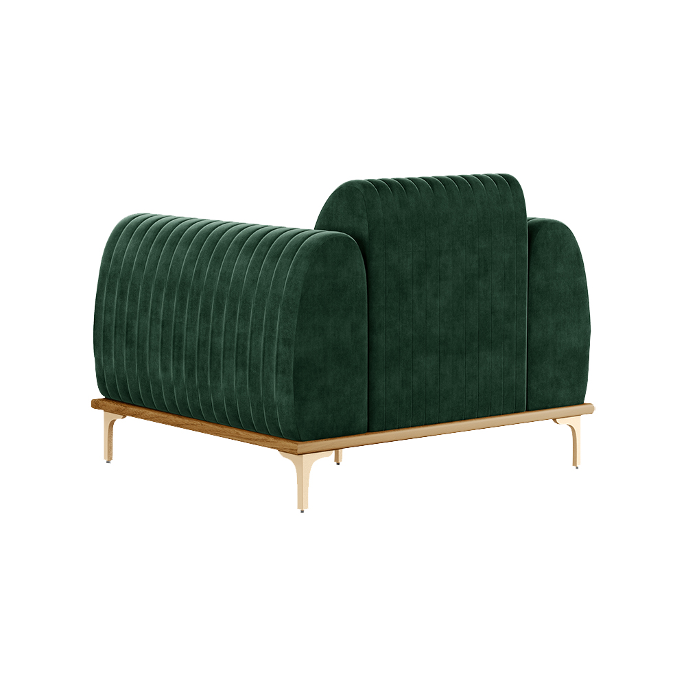 Kit 2 Poltronas Decorativas Sala de Estar Base de Madeira Euro Veludo Verde G15 - Gran Belo