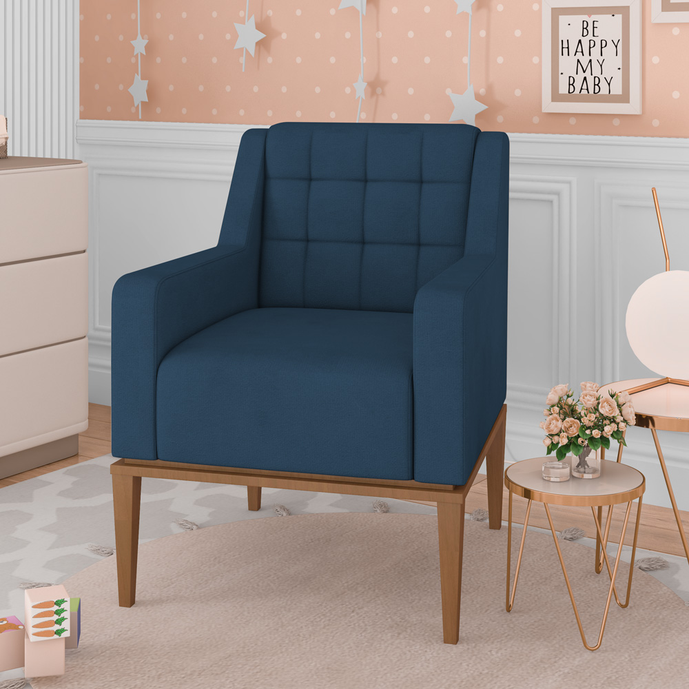 Kit 2 Poltronas Decorativas Sala de Estar Madonna Suede Azul G52 - Gran Belo