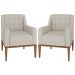 Kit 2 Poltronas Decorativas Sala de Estar Madonna Suede Bege G52 - Gran Belo