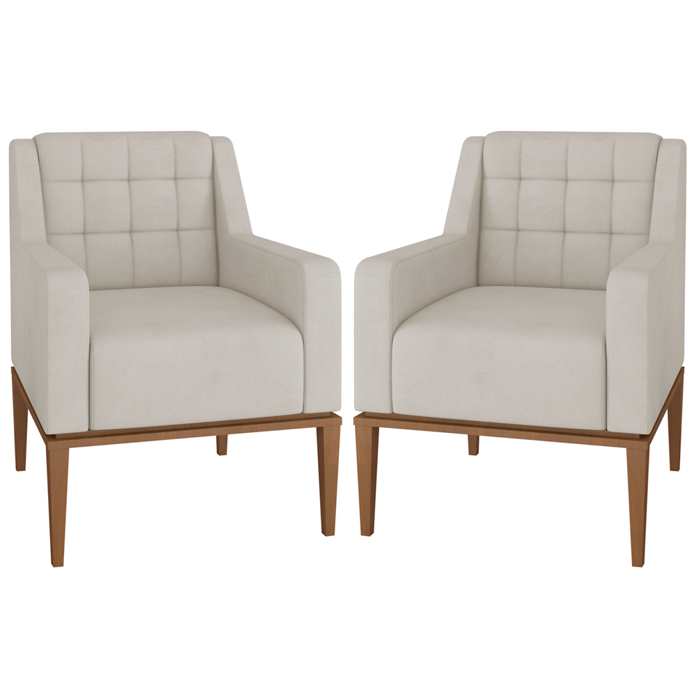 Kit 2 Poltronas Decorativas Sala de Estar Madonna Suede Bege G52 - Gran Belo