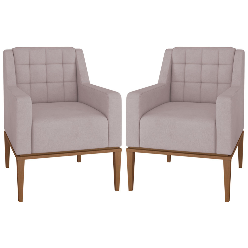 Kit 2 Poltronas Decorativas Sala de Estar Madonna Suede Rosê G52 - Gran Belo