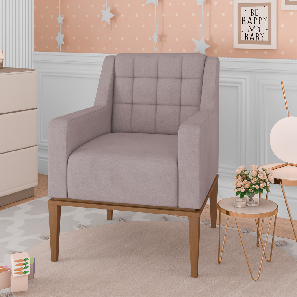 Kit 2 Poltronas Decorativas Sala de Estar Madonna Suede Rosê G52 - Gran Belo