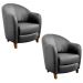 Kit 2 Poltronas Decorativas Sala de Estar Pés Madeira Kairós Couro Preto - Gran Belo