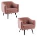 Kit 2 Poltronas Decorativas Sala de Estar Pés Palito Cuddle Veludo Rosa G17 - Gran Belo