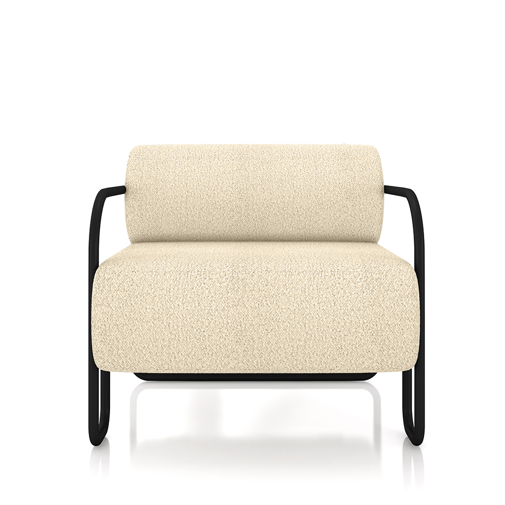 Kit 2 Poltronas Decorativas Sala de Estar Polatsk Base Industrial de Ferro Bouclê Bege G33 - Gran Belo
