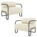 Kit 2 Poltronas Decorativas Sala de Estar Polatsk Base Industrial de Ferro Bouclê Off White G33 - Gran Belo
