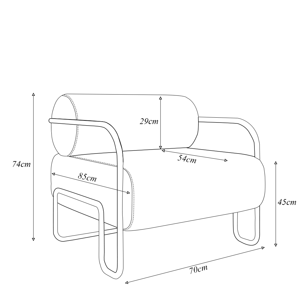 Kit 2 Poltronas Decorativas Sala de Estar Polatsk Base Industrial de Ferro PU Caramelo G33 - Gran Belo