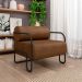 Kit 2 Poltronas Decorativas Sala de Estar Polatsk Base Industrial de Ferro PU Marrom G33 - Gran Belo